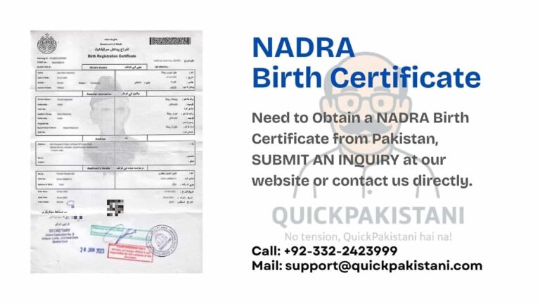 NADRA Birth Certificate from Karachi
